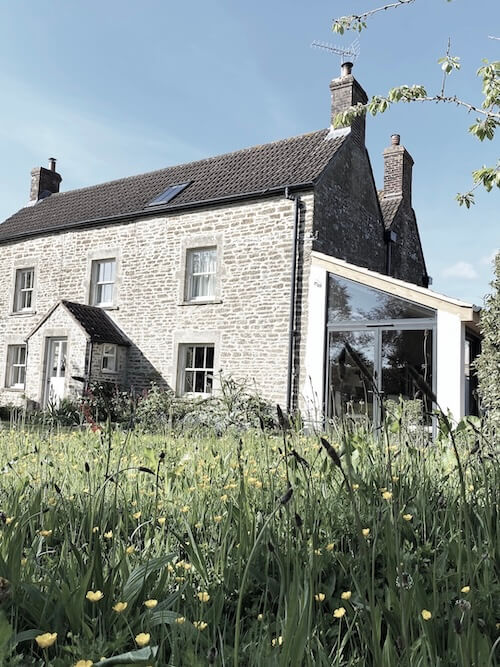 Sunroom extension to farmhouse in frome external view