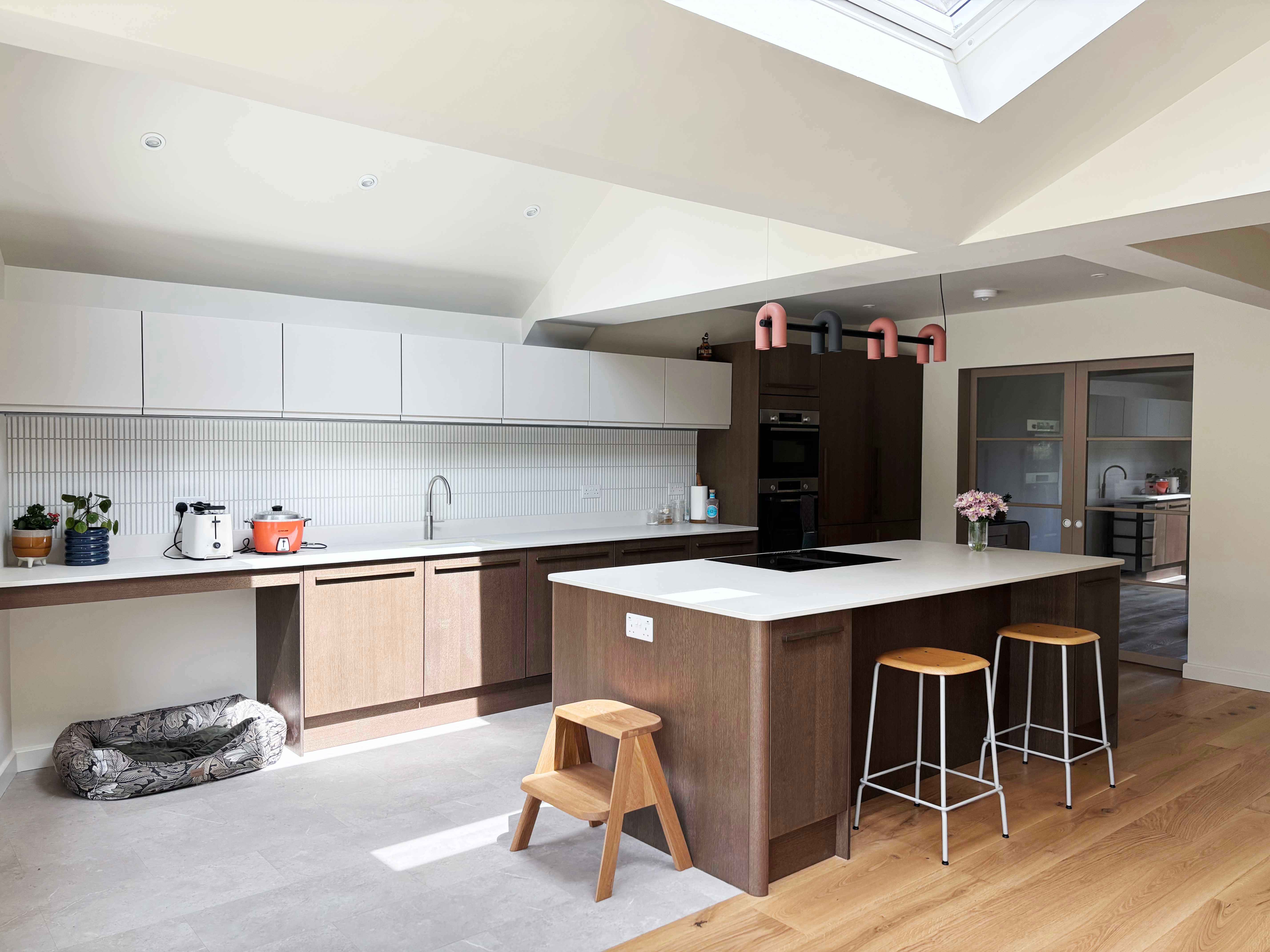 Stone extension with vaulted roof kitchen view