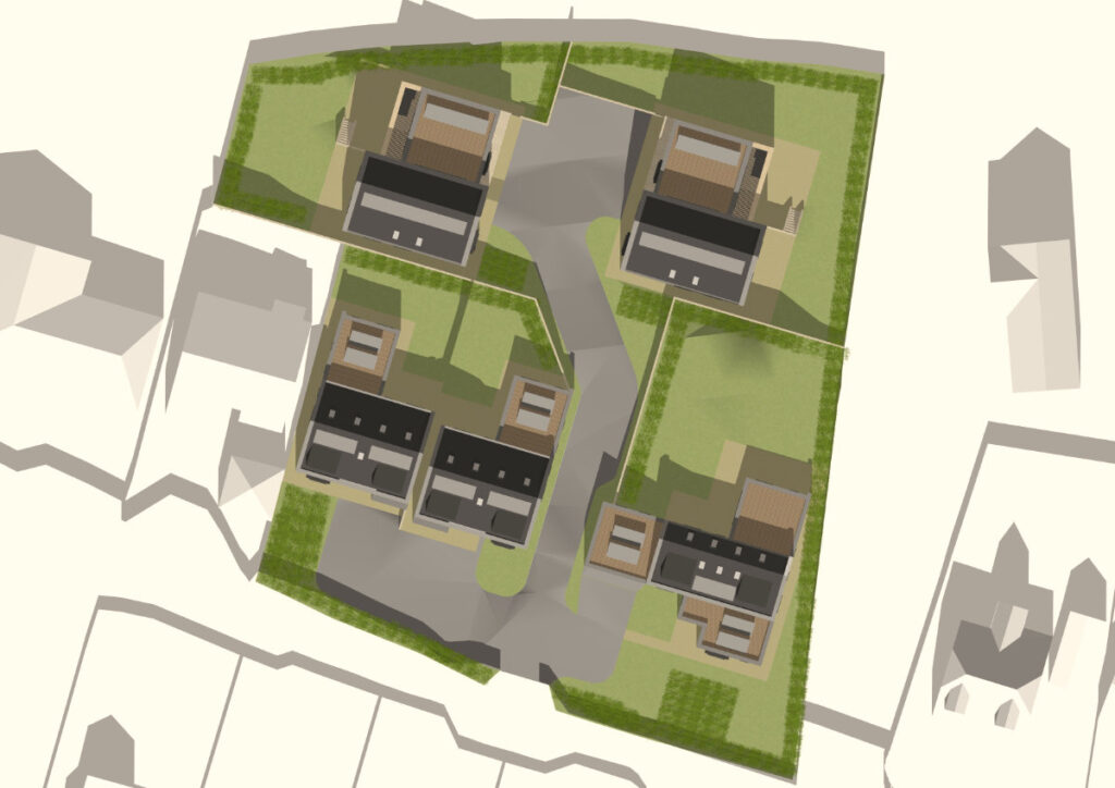 awkward self build site between existing houses